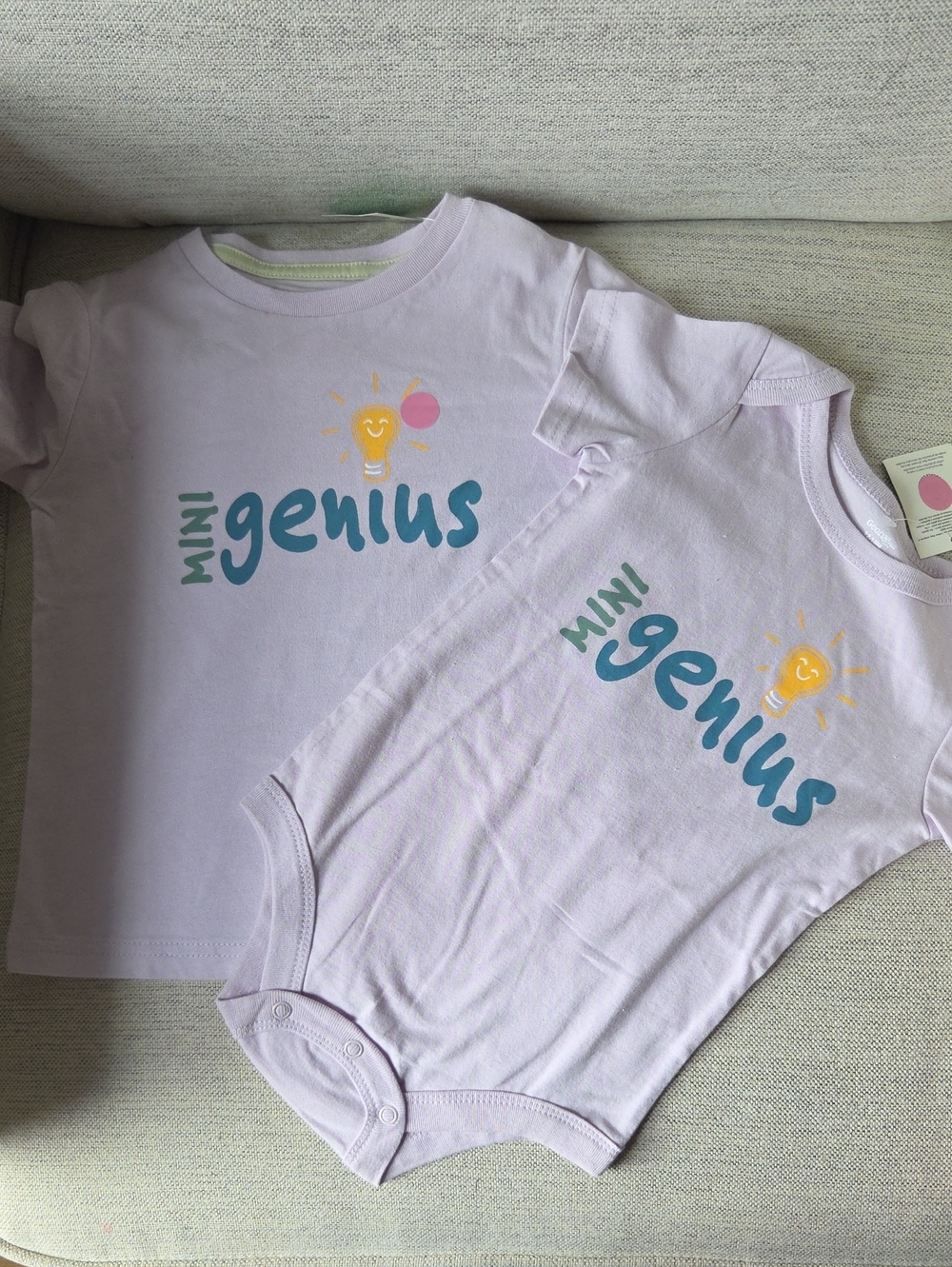 Mini Genius Lilac Baby Tee & Bodysuit Set